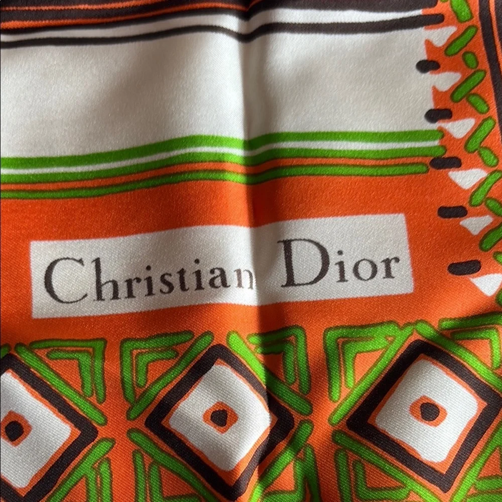 Dior Orange and Green Geometric Scarf- NFs do not buy